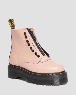 Women's Dr Martens Sinclair Milled Nappa Leather Platform Boots Coral Beige | Australia_Dr80331