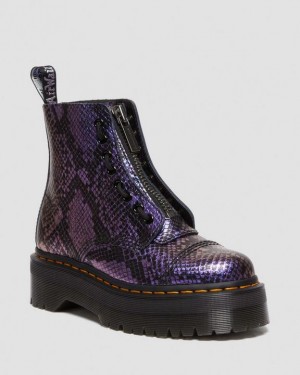 Women's Dr Martens Sinclair Snake Print Emboss Leather Platform Boots Black / Multicolor | Australia_Dr61242