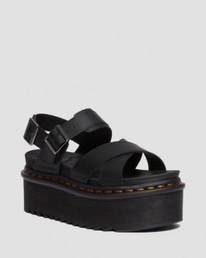 Women's Dr Martens Voss II Athena Leather Strap Platform Sandals Black | Australia_Dr81526