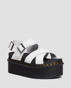 Women's Dr Martens Voss II Athena Leather Strap Platform Sandals White | Australia_Dr45114