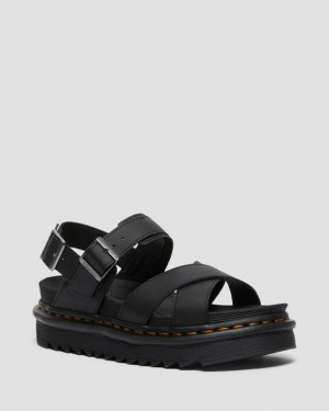 Women's Dr Martens Voss II Women's Leather Strap Sandals Black | Australia_Dr41555