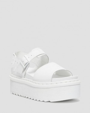 Women's Dr Martens Voss Mono Leather Platform Strap Sandals White | Australia_Dr66068