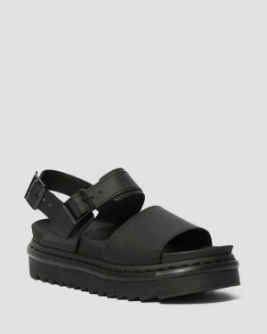 Women's Dr Martens Voss Women's Leather Strap Sandals Black | Australia_Dr24805