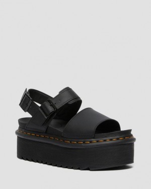 Women's Dr Martens Voss Women's Leather Strap Platform Sandals Black | Australia_Dr17338