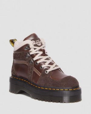 Women's Dr Martens Zuma Leather & Suede Hiker Style Boots Dark Brown | Australia_Dr20390