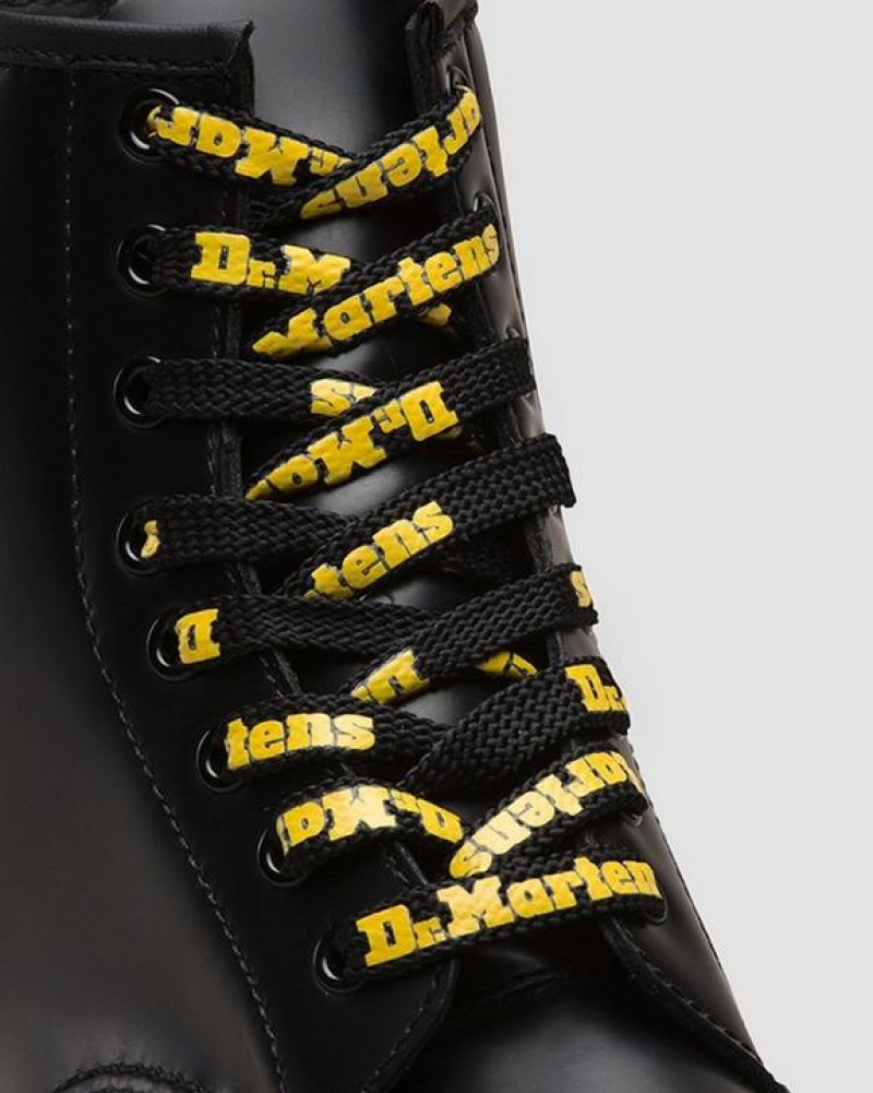 Accessories Dr Martens 55 Inch Flat (8-10 Eye) Laces Black / Yellow | Australia_Dr52233