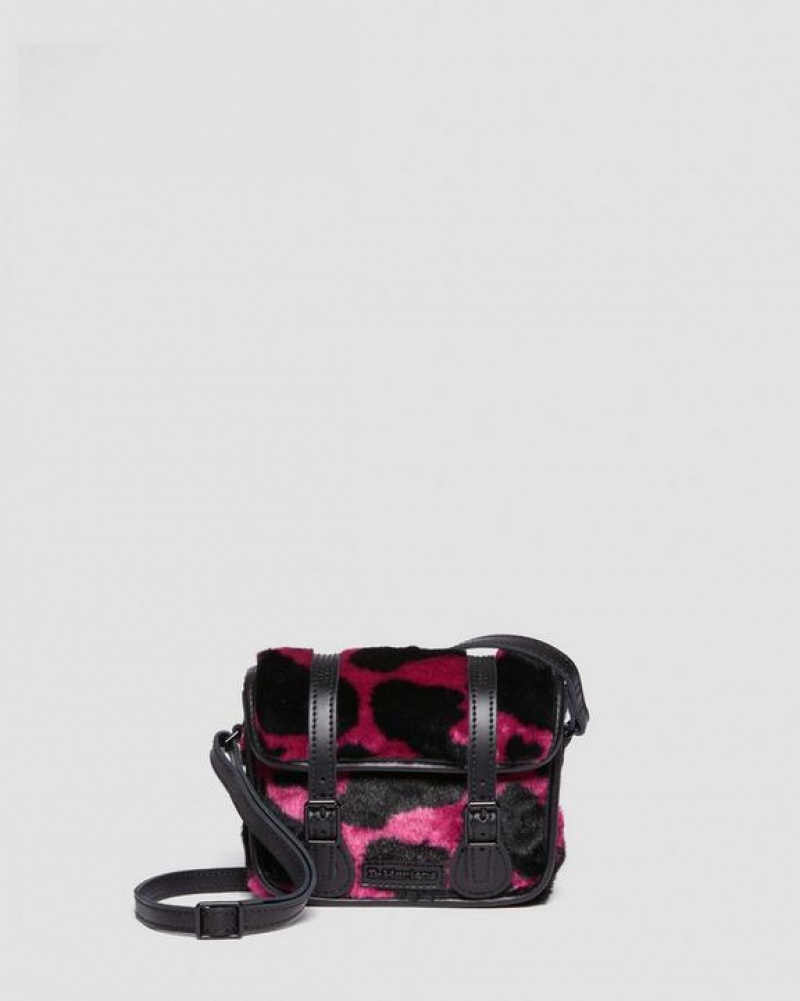 Accessories Dr Martens 7 Inch Faux Fur Cow Print Crossbody Bags Pink / Black | Australia_Dr93859