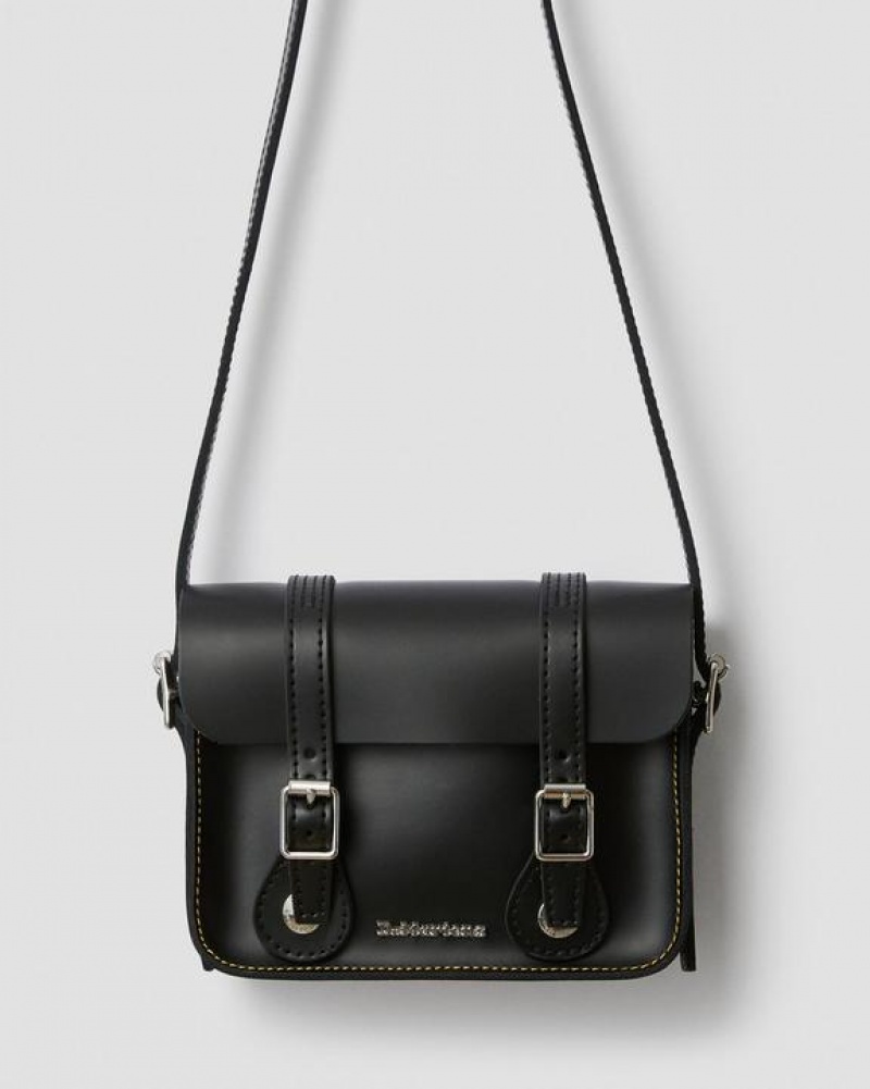 Accessories Dr Martens 7 Inch Leather Crossbody Bags Black | Australia_Dr75766