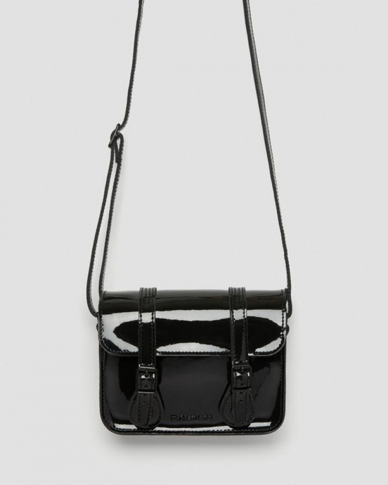 Accessories Dr Martens 7 inch Patent Leather Crossbody Bags Black | Australia_Dr77225