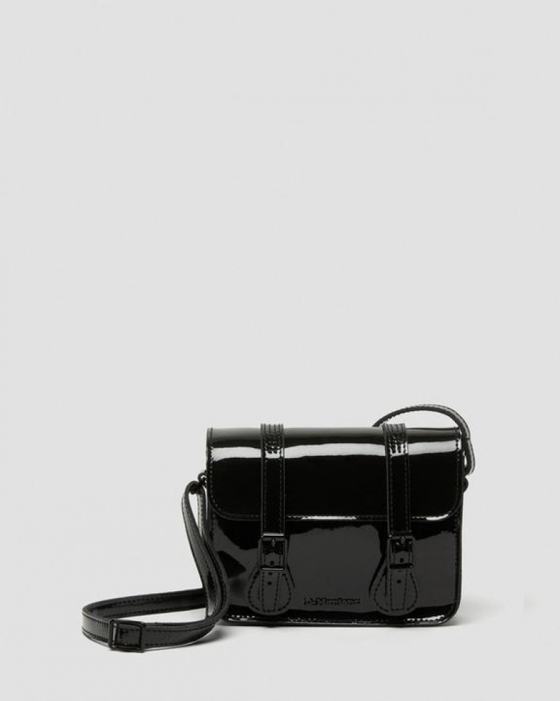 Accessories Dr Martens 7 inch Patent Leather Crossbody Bags Black | Australia_Dr77225