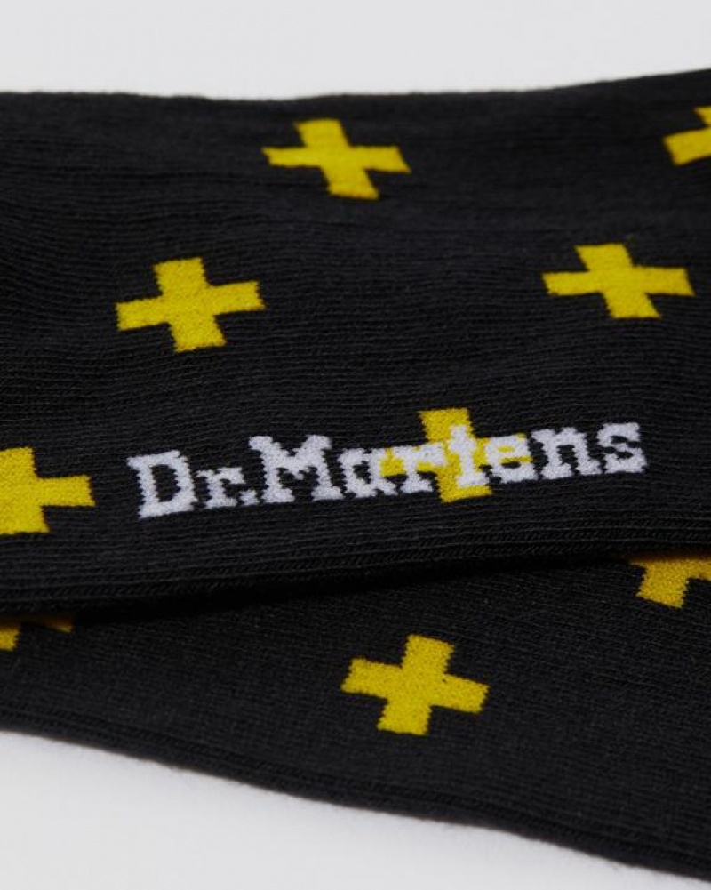 Accessories Dr Martens Docs Cross Logo Organic Cotton Blend Size,S/M,M/L~US WOMEN,5 - 10,11 - 16~US MEN,4 - 9,10 - 15~UK,3 - Black / Yellow | Australia_Dr70465