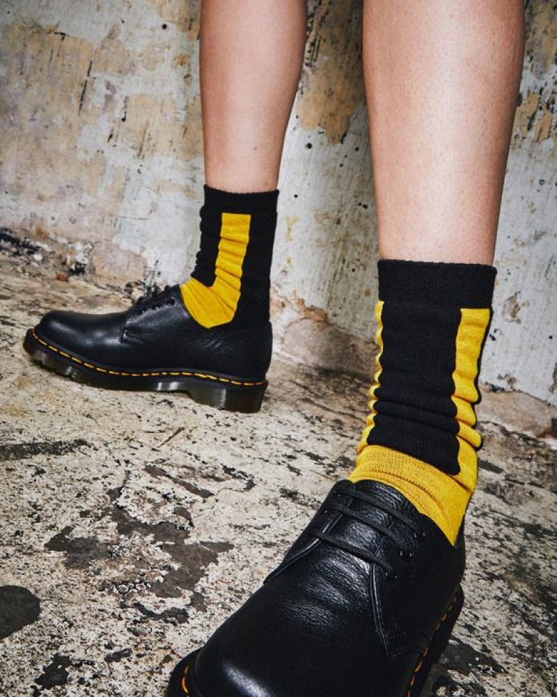 Accessories Dr Martens Double Doc Cotton Blend Size,S/M,M/L~US WOMEN,5 - 10,11 - 16~US MEN,4 - 9,10 - 15~UK,3 - Black / Yellow | Australia_Dr44515