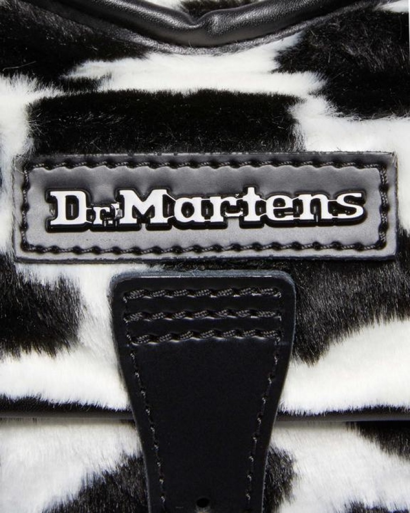 Accessories Dr Martens Heart Shaped Faux Fur Cow Print Backpack Bags Black / White | Australia_Dr42666