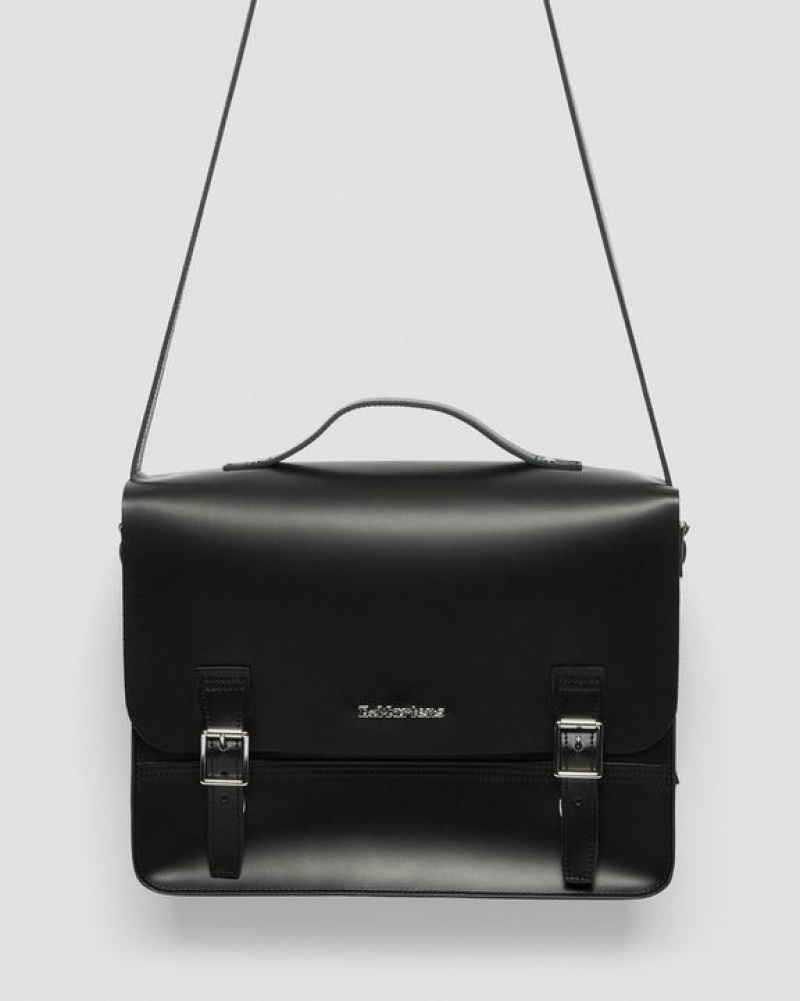 Accessories Dr Martens Leather Box Crossbody Messenger Bags Black | Australia_Dr36639