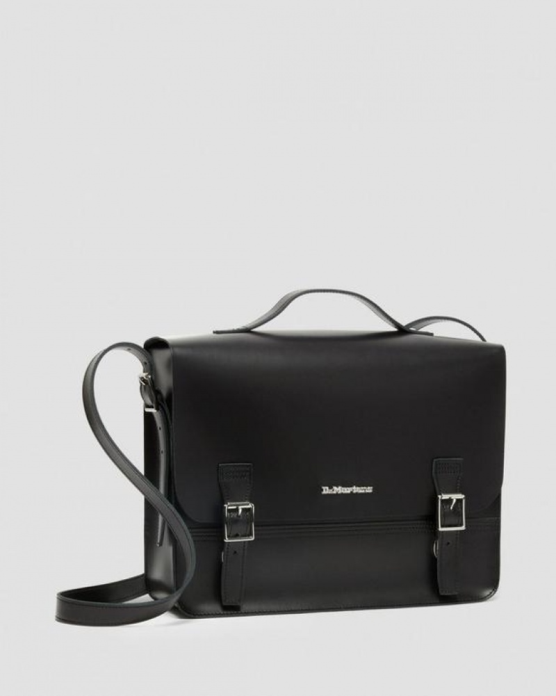 Accessories Dr Martens Leather Box Crossbody Messenger Bags Black | Australia_Dr36639