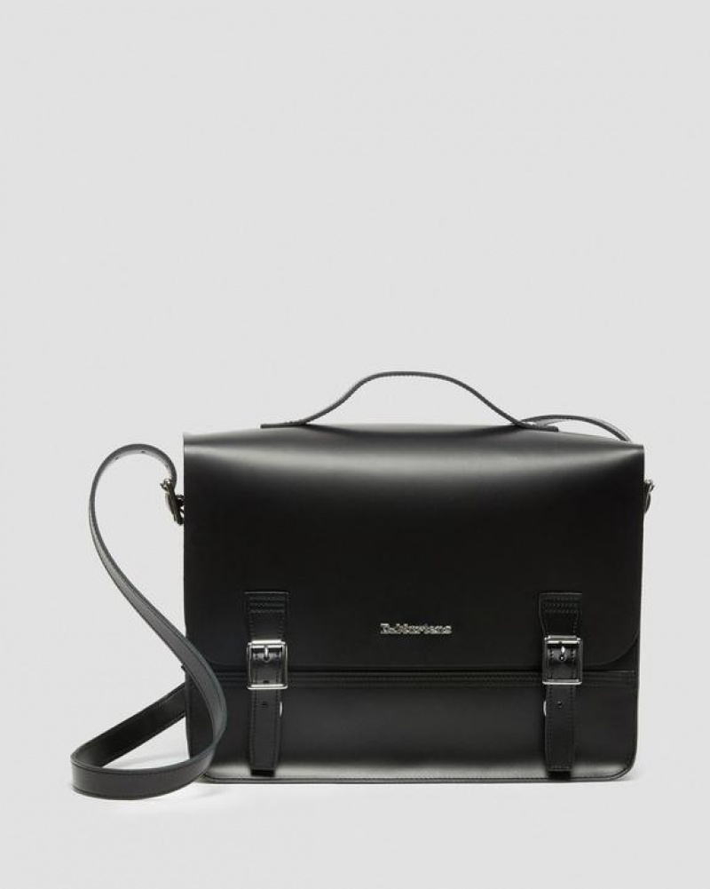 Accessories Dr Martens Leather Box Crossbody Messenger Bags Black | Australia_Dr36639