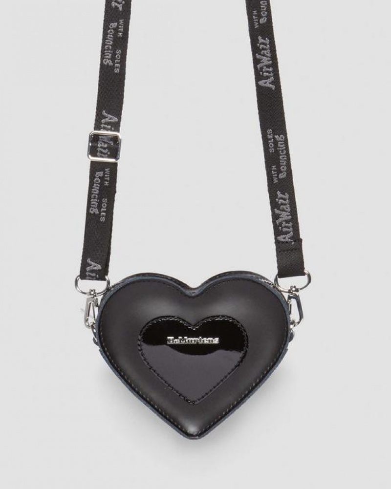 Accessories Dr Martens Mini Heart Shaped Kiev & Patent Leather Bags Black | Australia_Dr10126