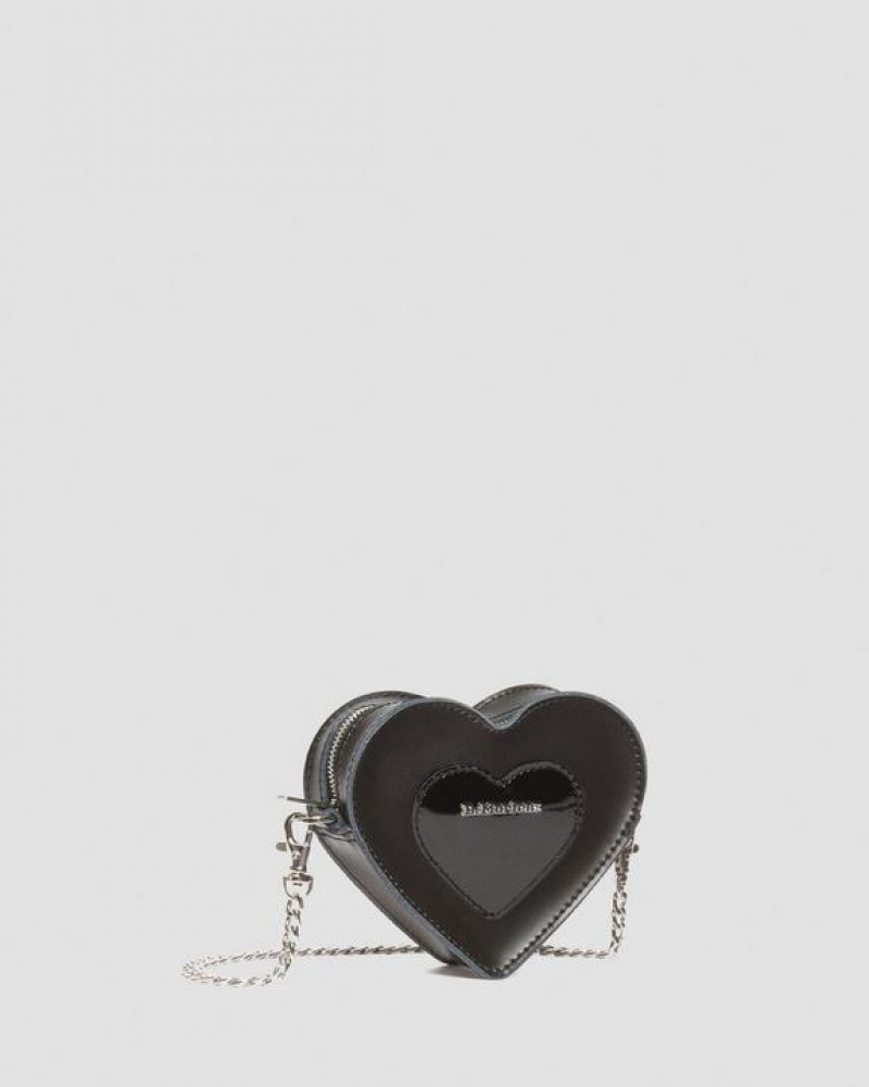 Accessories Dr Martens Mini Heart Shaped Kiev & Patent Leather Bags Black | Australia_Dr10126