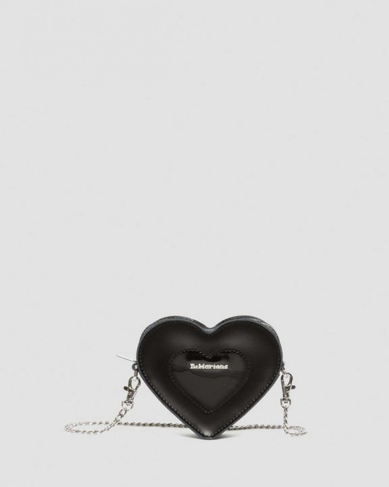 Accessories Dr Martens Mini Heart Shaped Kiev & Patent Leather Bags Black | Australia_Dr10126