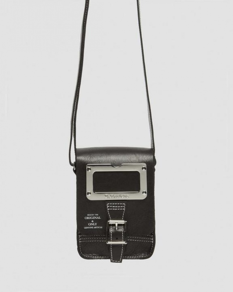 Accessories Dr Martens Overdrive Leather Vertical Crossbody Bags Black | Australia_Dr31574