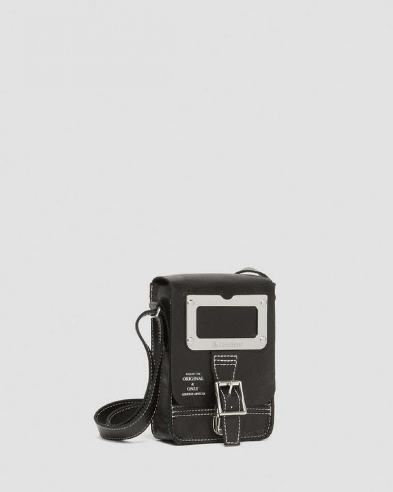 Accessories Dr Martens Overdrive Leather Vertical Crossbody Bags Black | Australia_Dr31574