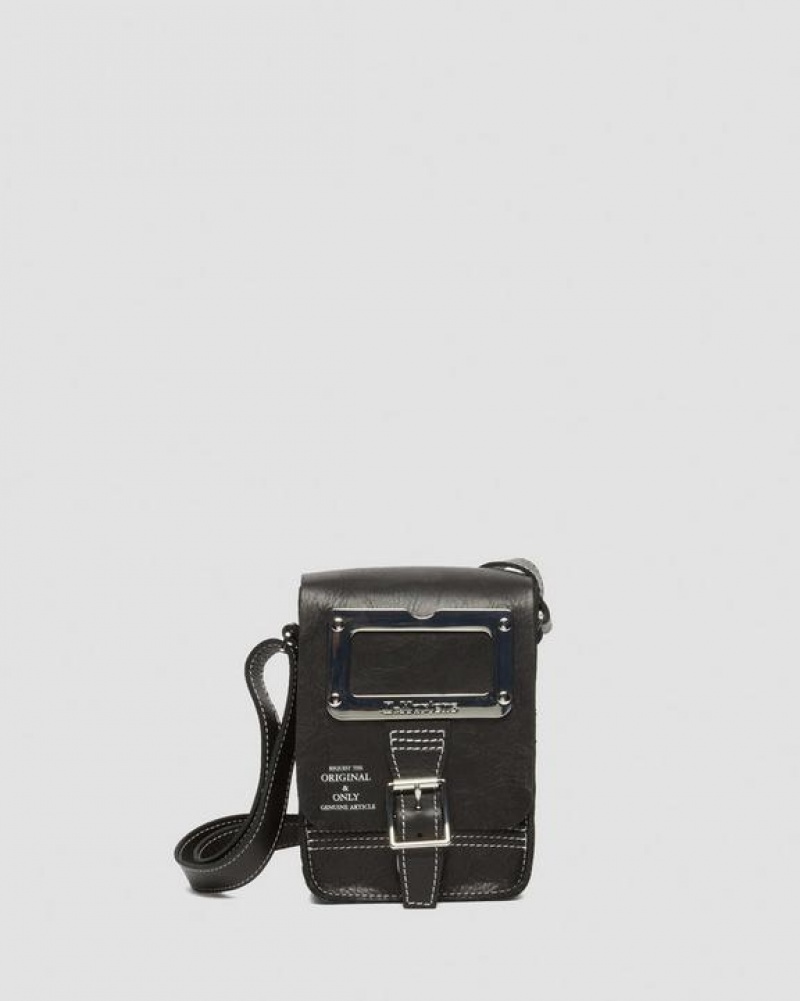 Accessories Dr Martens Overdrive Leather Vertical Crossbody Bags Black | Australia_Dr31574