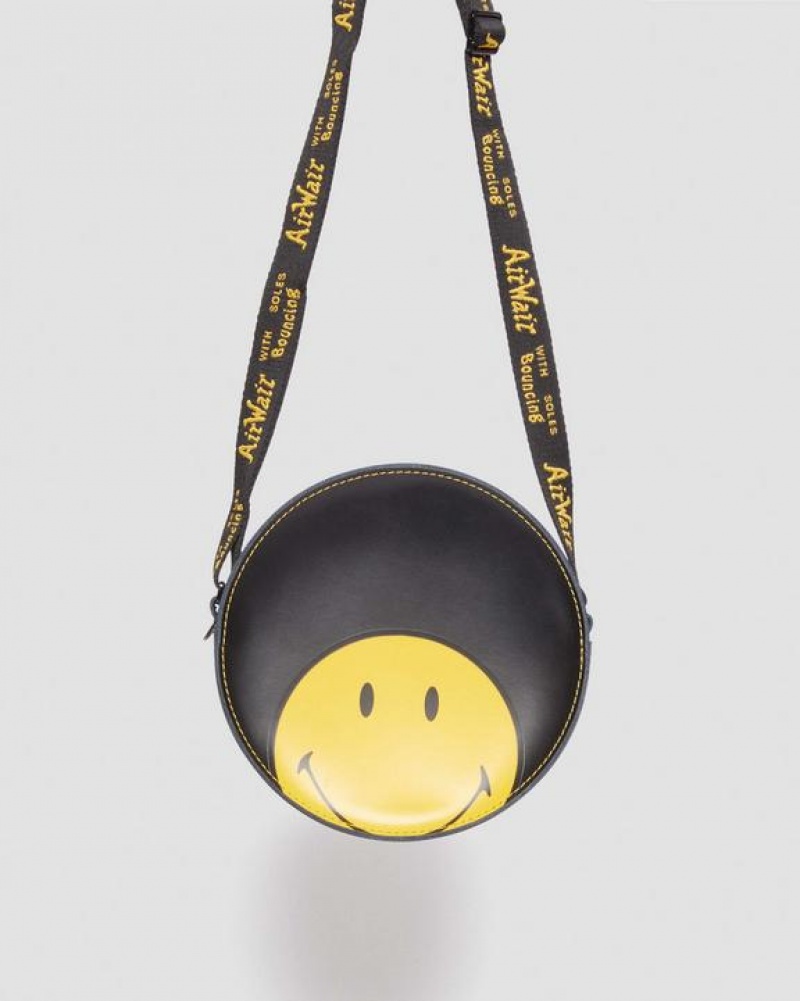 Accessories Dr Martens Smiley® Round 7 Inch Crossbody Bags Black | Australia_Dr48694