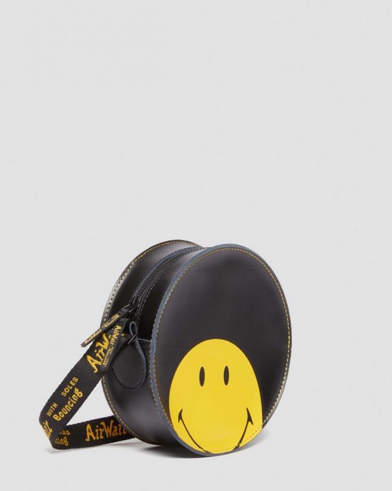 Accessories Dr Martens Smiley® Round 7 Inch Crossbody Bags Black | Australia_Dr48694