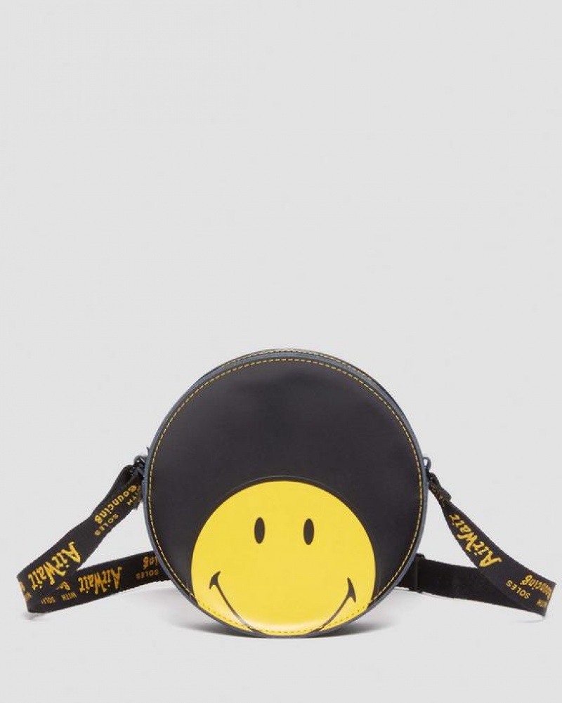 Accessories Dr Martens Smiley® Round 7 Inch Crossbody Bags Black | Australia_Dr48694