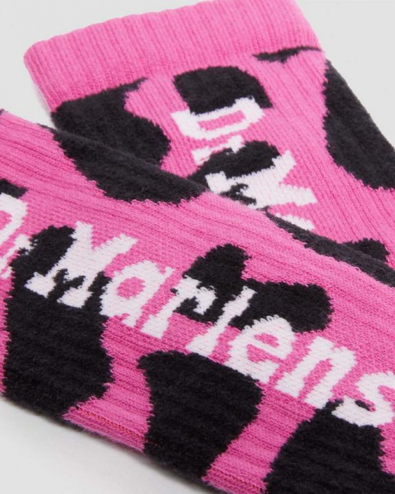 Accessories Dr Martens Vertical Logo Cow Print Cotton Blend Size,S/M,M/L~US WOMEN,5 - 10,11 - 16~US MEN,4 - 9,10 - 15~UK,3 - Pink | Australia_Dr30926