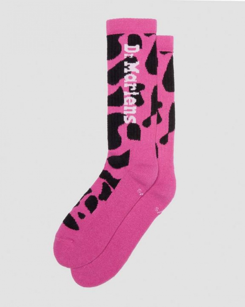 Accessories Dr Martens Vertical Logo Cow Print Cotton Blend Size,S/M,M/L~US WOMEN,5 - 10,11 - 16~US MEN,4 - 9,10 - 15~UK,3 - Pink | Australia_Dr30926