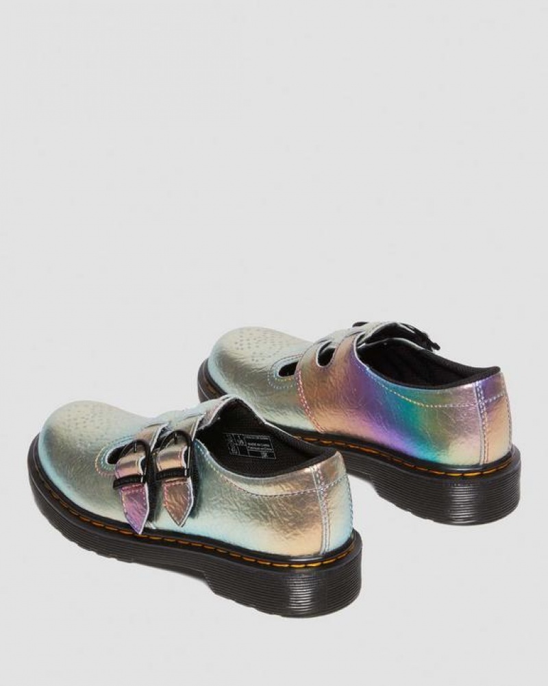 Kids' Dr Martens Junior 8065 Rainbow Crinkle Leather Mary Jane Shoes Multicolor | Australia_Dr25794