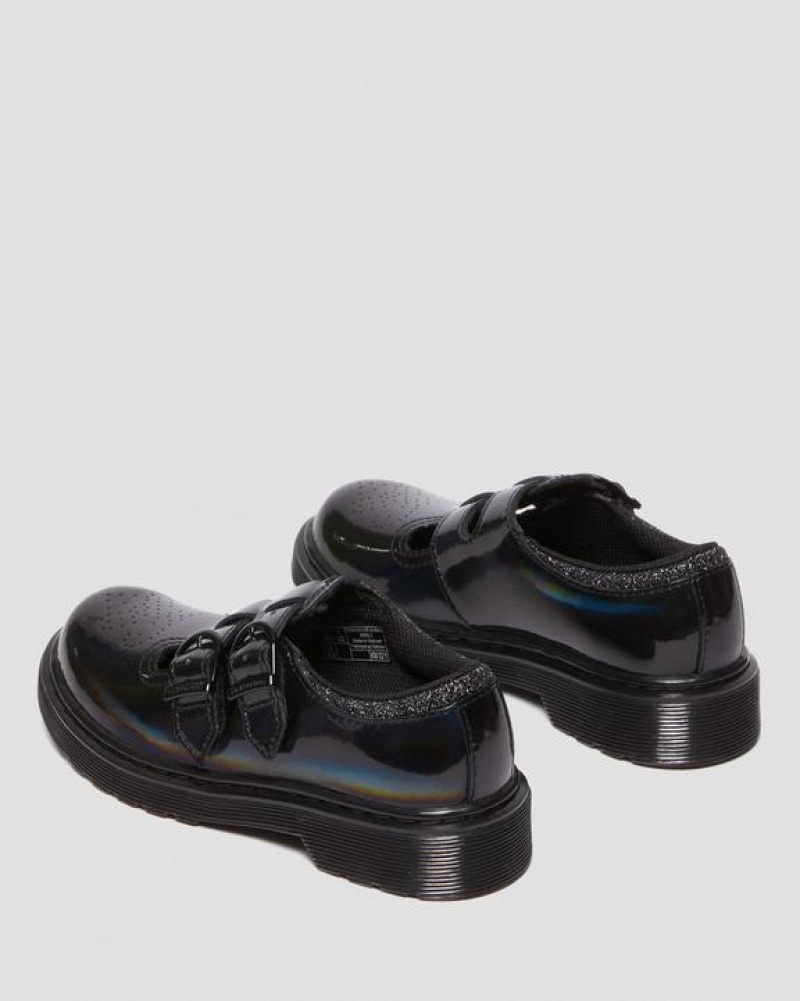 Kids' Dr Martens Junior 8065 Rainbow Patent Leather Mary Jane Shoes Black | Australia_Dr19919