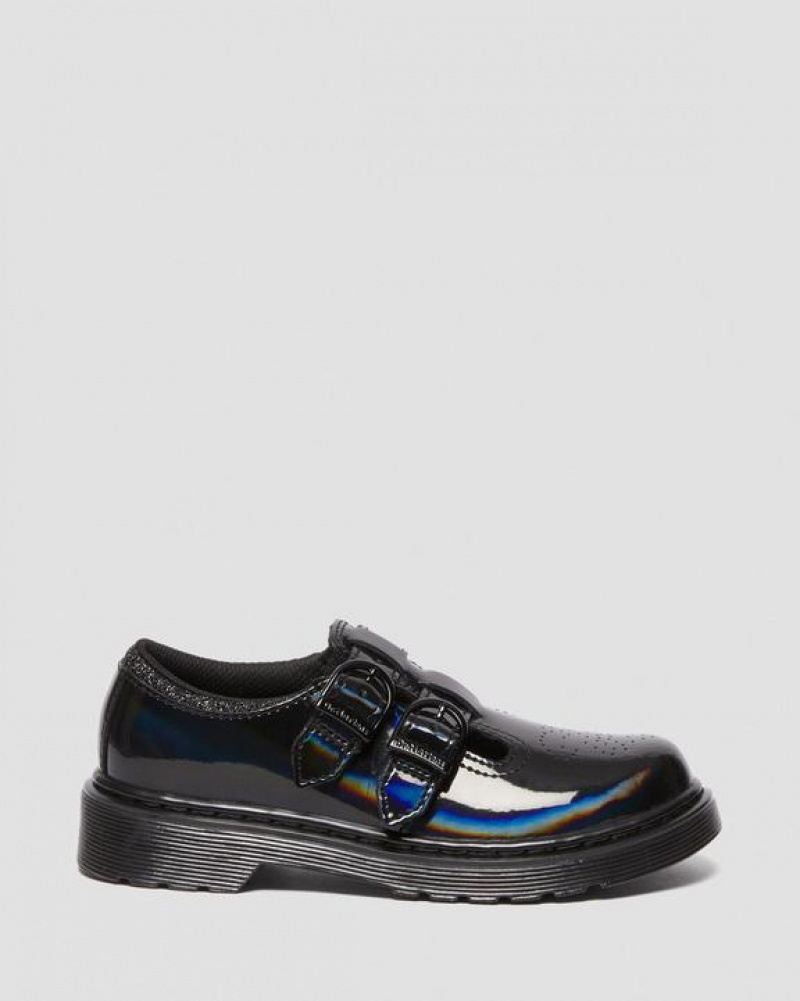 Kids' Dr Martens Junior 8065 Rainbow Patent Leather Mary Jane Shoes Black | Australia_Dr19919