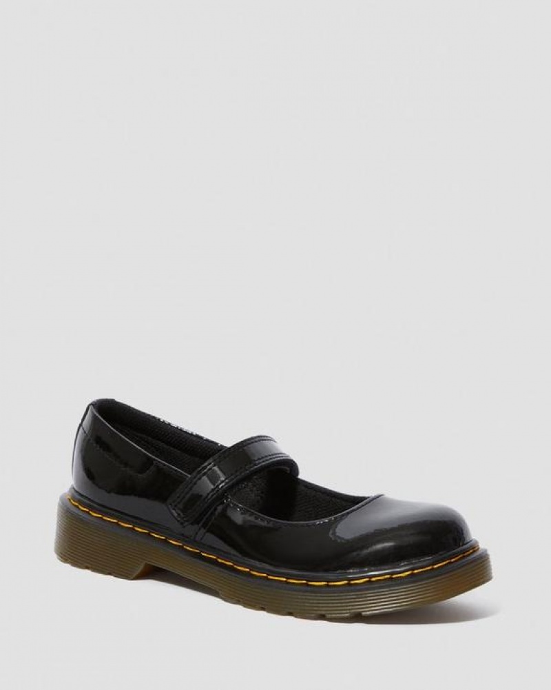 Kids\' Dr Martens Junior Maccy Patent Leather Mary Jane Shoes Black | Australia_Dr62547