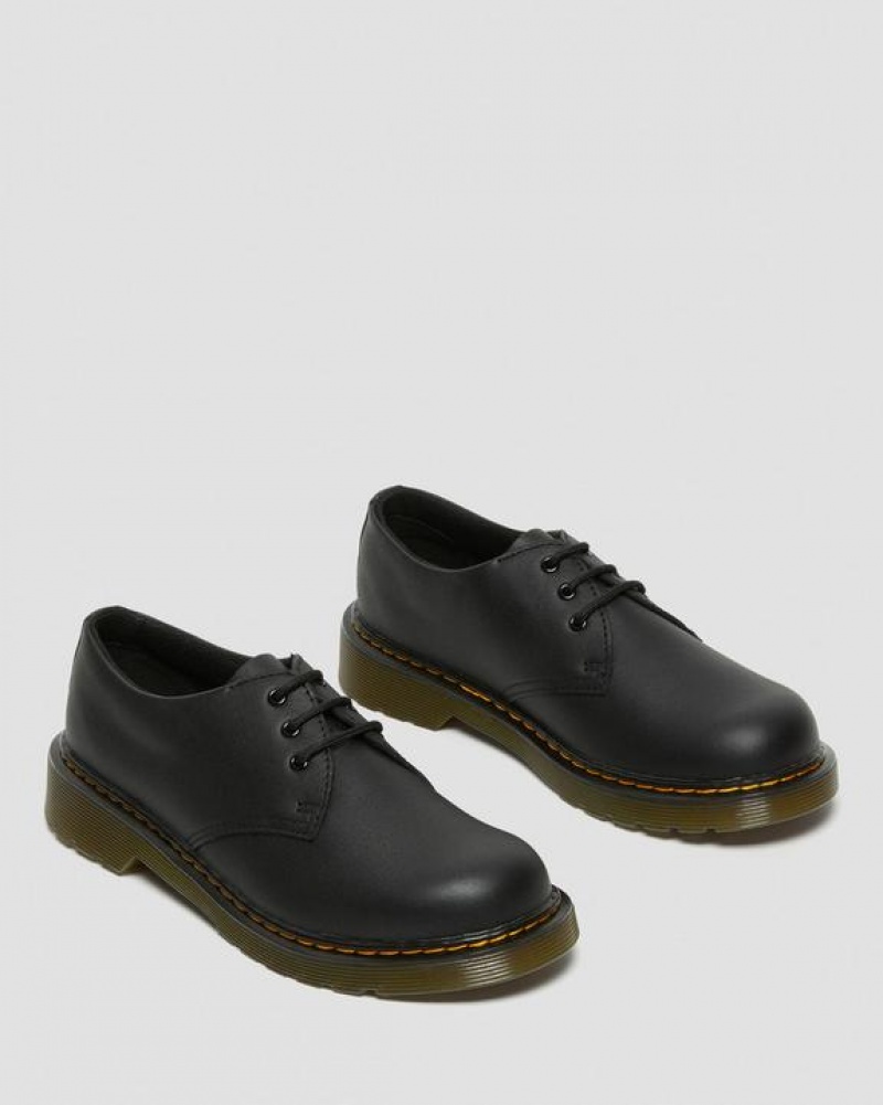 Kids' Dr Martens Youth 1461 Softy T Leather Shoes Black | Australia_Dr91040