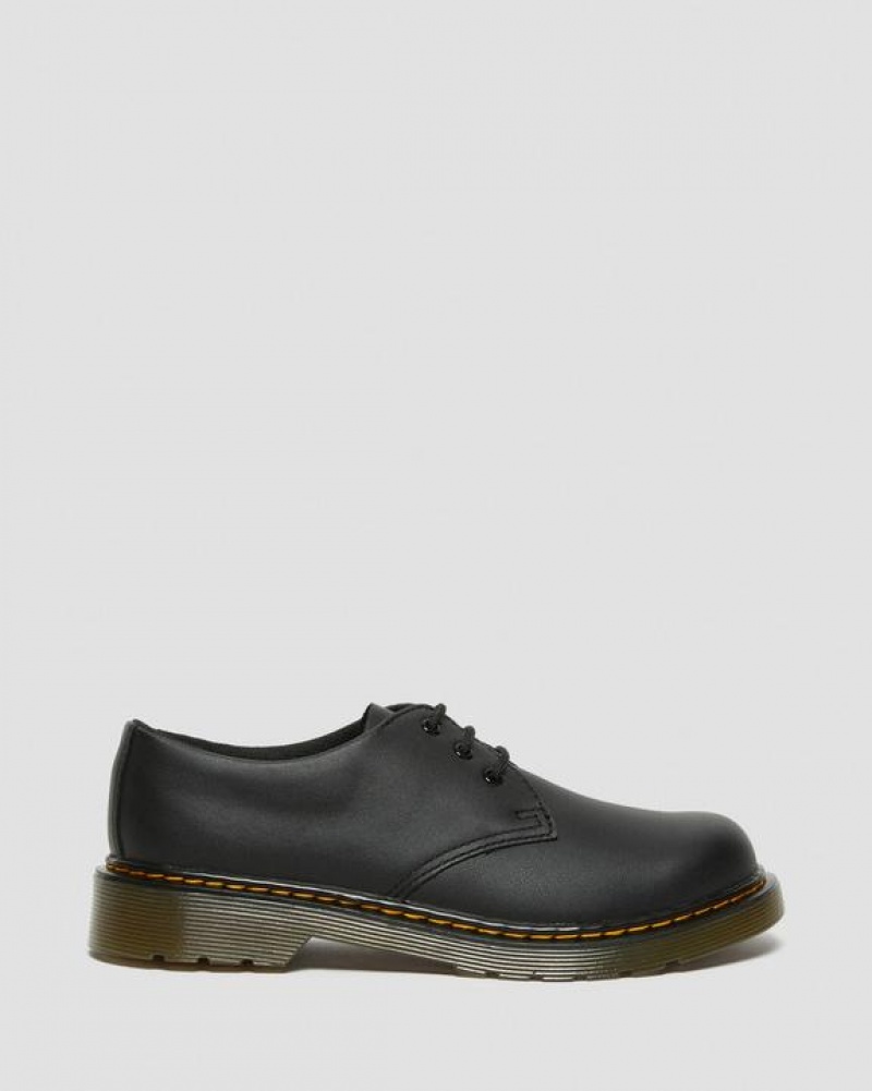 Kids' Dr Martens Youth 1461 Softy T Leather Shoes Black | Australia_Dr91040