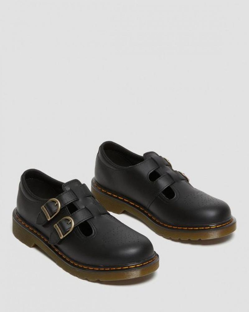 Kids' Dr Martens Youth 8065 Softy T Leather Mary Jane Shoes Black | Australia_Dr33996