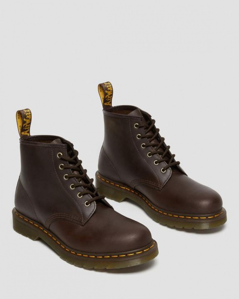 Men's Dr Martens 101 Crazy Horse Leather Ankle Boots Dark Brown | Australia_Dr75057