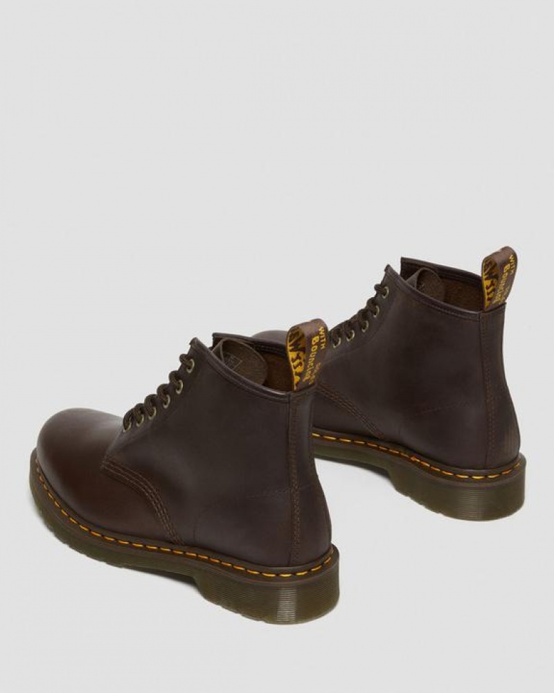 Men's Dr Martens 101 Crazy Horse Leather Ankle Boots Dark Brown | Australia_Dr75057