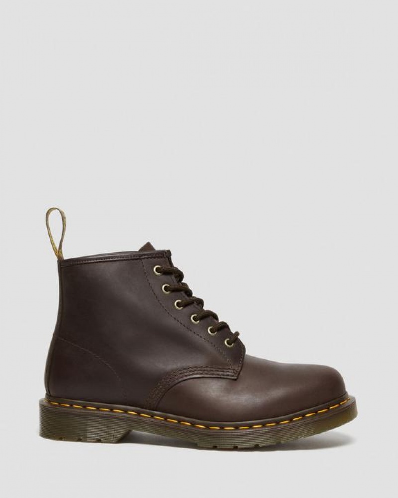 Men's Dr Martens 101 Crazy Horse Leather Ankle Boots Dark Brown | Australia_Dr75057