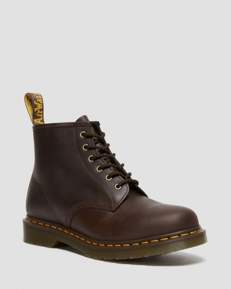 Men\'s Dr Martens 101 Crazy Horse Leather Ankle Boots Dark Brown | Australia_Dr75057