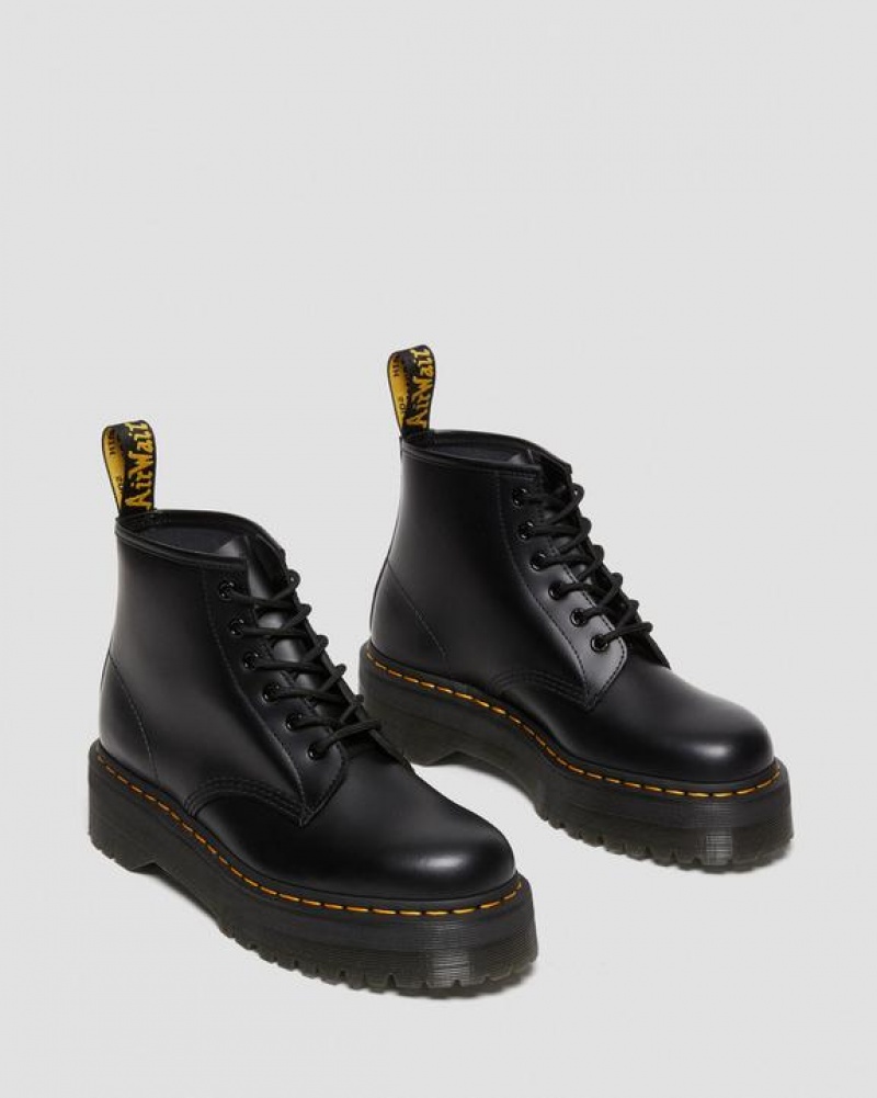 Men's Dr Martens 101 Smooth Leather Ankle Platform Shoes Black | Australia_Dr19518