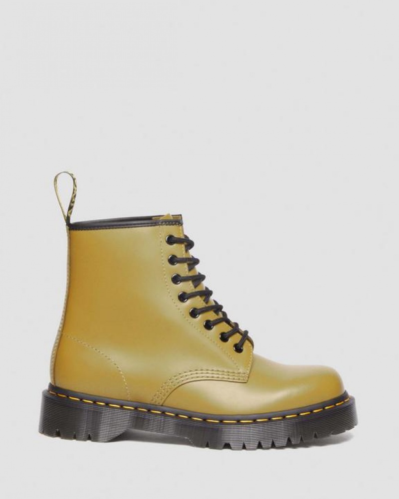 Men's Dr Martens 1460 Bex Smooth Leather Lace Up Platform Shoes Olive | Australia_Dr97743