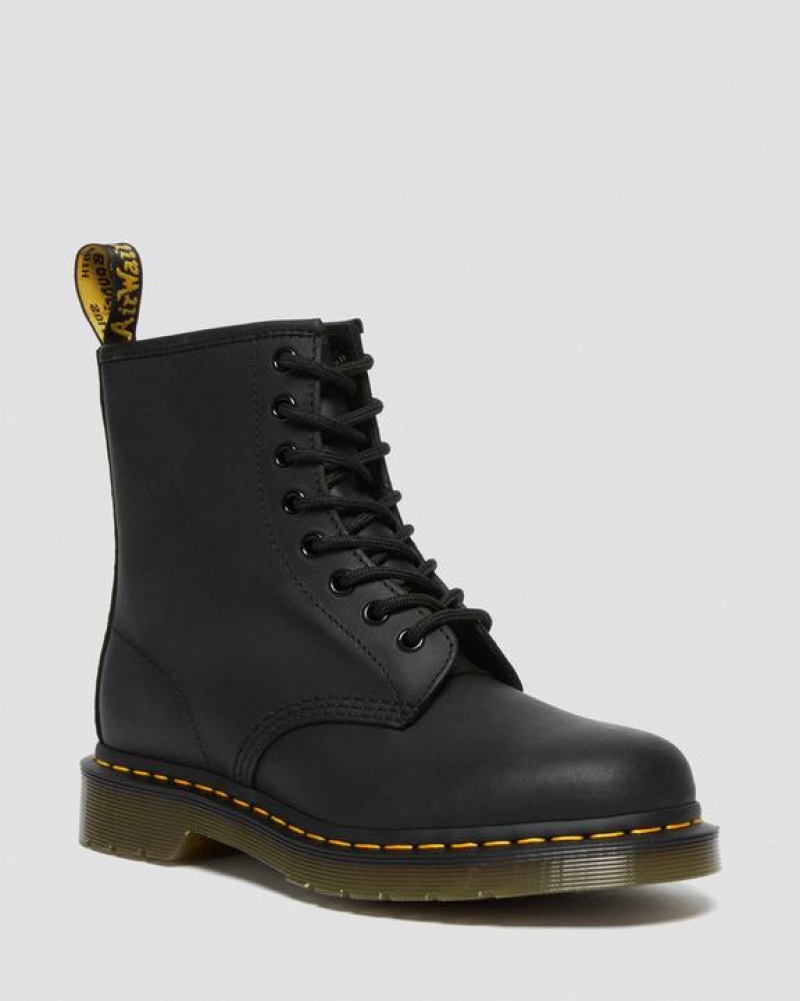 Men\'s Dr Martens 1460 Greasy Leather Lace Up Boots Black | Australia_Dr96083