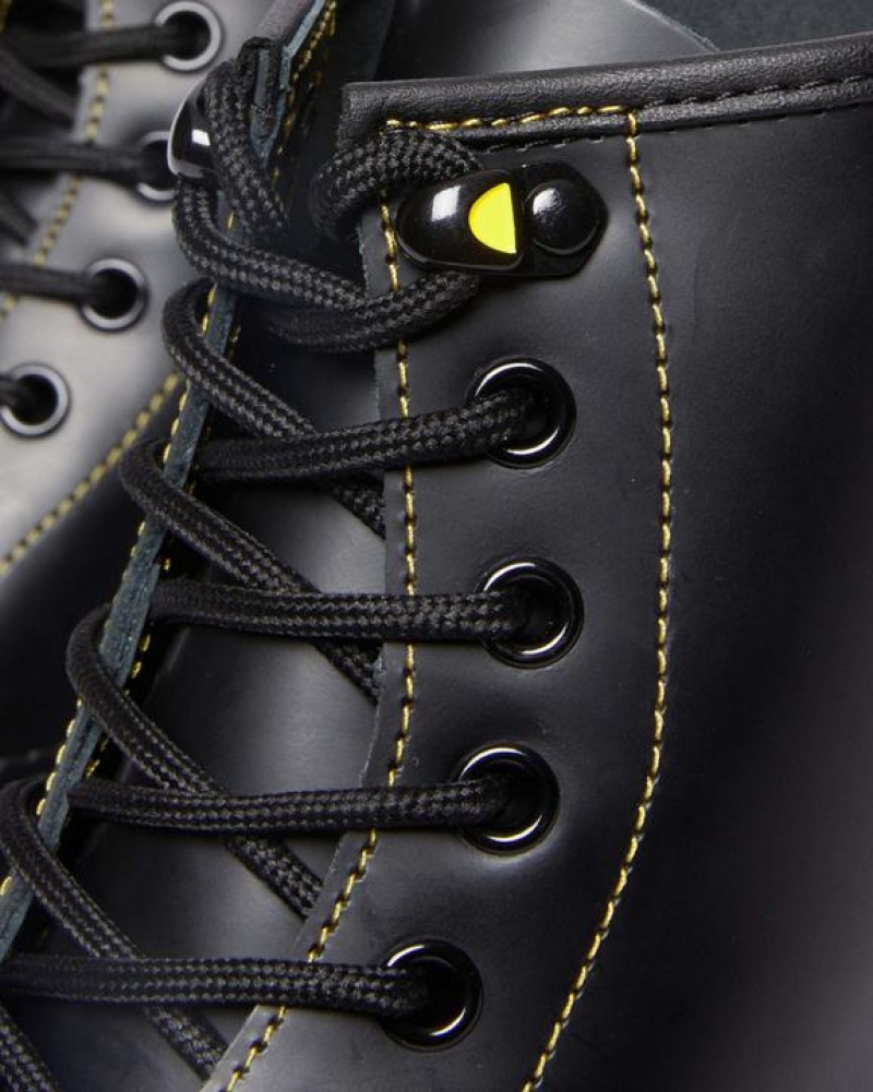 Men's Dr Martens 1460 Marbled Sole Smooth Leather Lace Up Boots Black | Australia_Dr53537