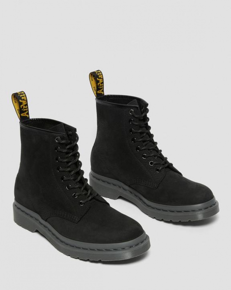 Men's Dr Martens 1460 Mono Milled Nubuck Leather Lace Up Boots Black | Australia_Dr17014