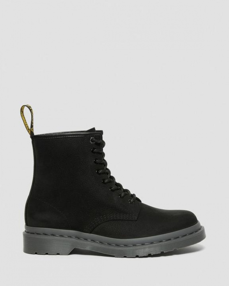 Men's Dr Martens 1460 Mono Milled Nubuck Leather Lace Up Boots Black | Australia_Dr17014