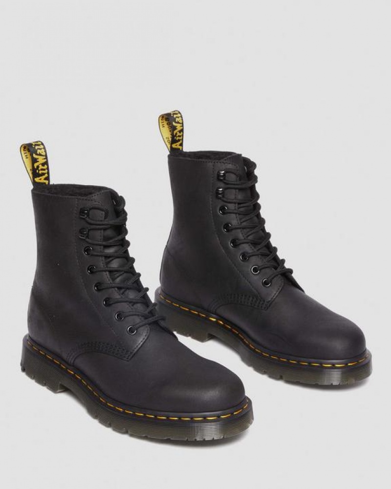 Men's Dr Martens 1460 Pascal Wintergrip Outlaw Leather Lace Up Boots Black | Australia_Dr67541