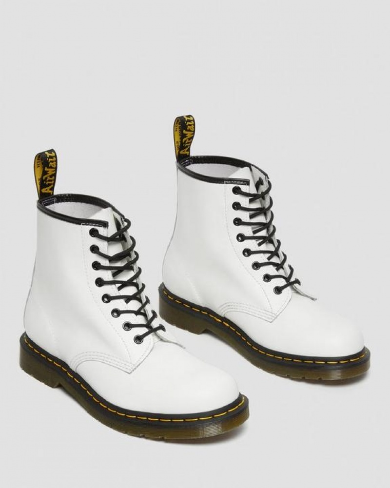 Men's Dr Martens 1460 Smooth Leather Lace Up Boots White | Australia_Dr46252